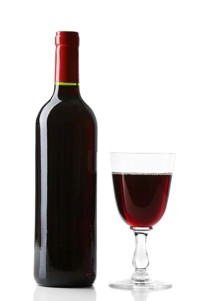 Botella de vino con vidrio — Foto de Stock