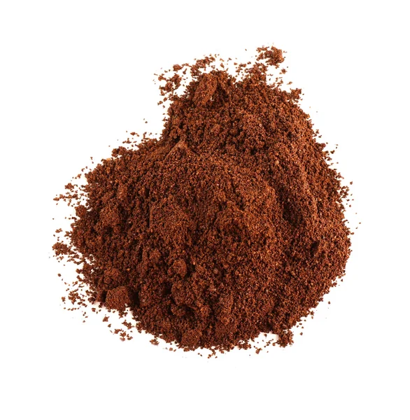 Pile of ground coffee isolated on white — Stock Photo, Image