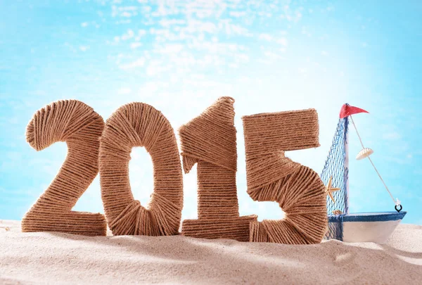 2015 sign on beach sand Stock Image