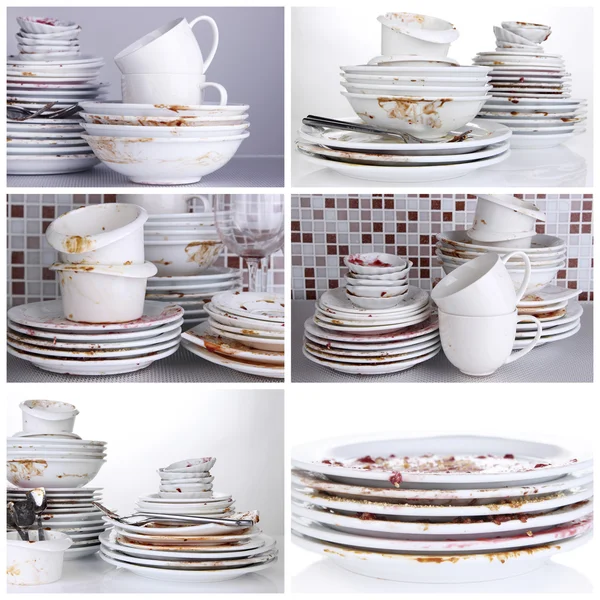 Collage di piatti sporchi — Foto Stock
