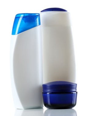 Grup üzerinde beyaz izole Kozmetik Şişeler