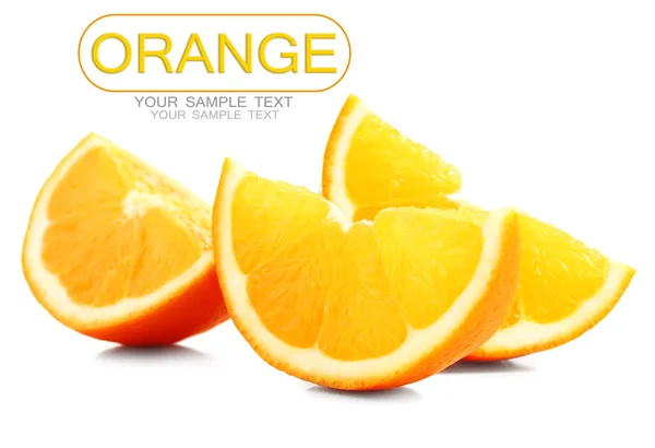 Juicy slices of orange isolated on white — Stock Photo, Image