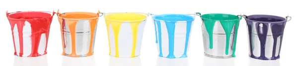 Buckets of paints isolated on white — Stock Photo, Image