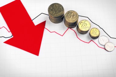 Sikke ve grafik belgesi üzerinde kırmızı ok kapat