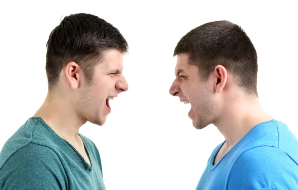 Dos jóvenes guapos aislados en blanco — Foto de Stock