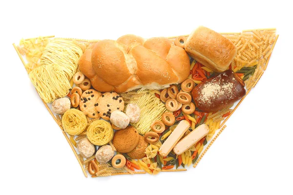 Pan, pasta y productos de panadería aislados en blanco —  Fotos de Stock