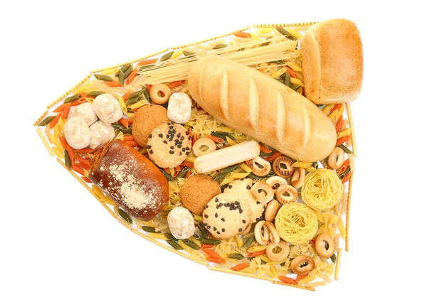 Ekmek, makarna ve fırın ürünleri üzerinde beyaz izole — Stok fotoğraf