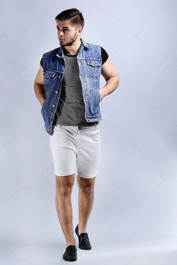 Pantalón Outfit Hombre Bajito Pantalones Cortos Outfit Short Azul