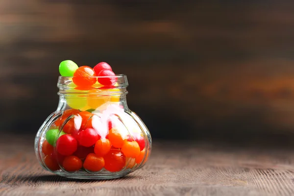 Colorful candies in jar