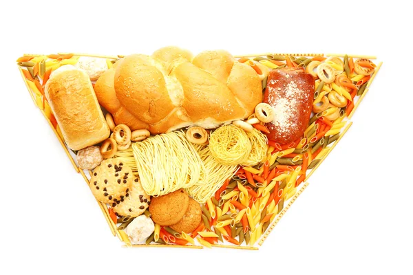Pan, pasta y productos de panadería aislados en blanco —  Fotos de Stock