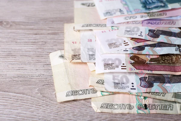 Stack of money on table close up — Stock Photo, Image