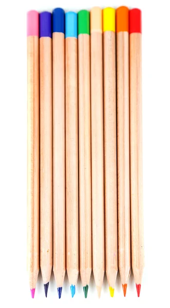 Wooden colorful pencils, isolated on white — Stock Photo, Image