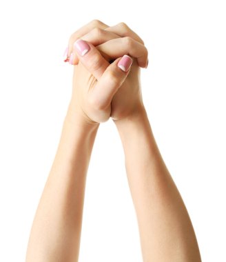 Eller üzerinde beyaz izole