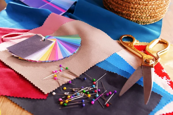 Samples of colorful fabric, closeup — Stock Photo, Image