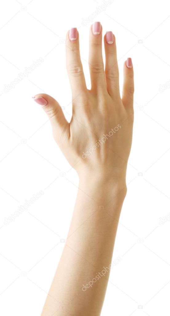 Female hand isolated on white