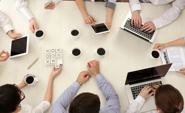 Group Business People Working Desk Top View — Stock Photo, Image