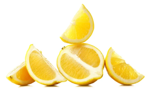 Juicy slices of lemon isolated on white — Stock Photo, Image