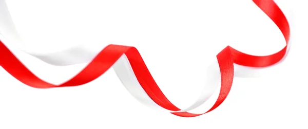 Colorful red and white ribbons isolated on white — Stock Photo, Image