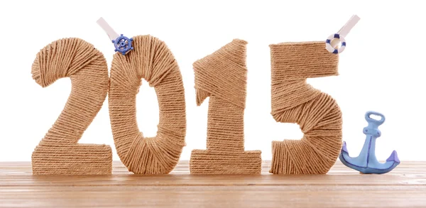 2015 znamení na dřevěné lůžko — Stock fotografie