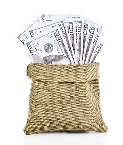 Dinero en bolsa aislado en blanco —  Fotos de Stock