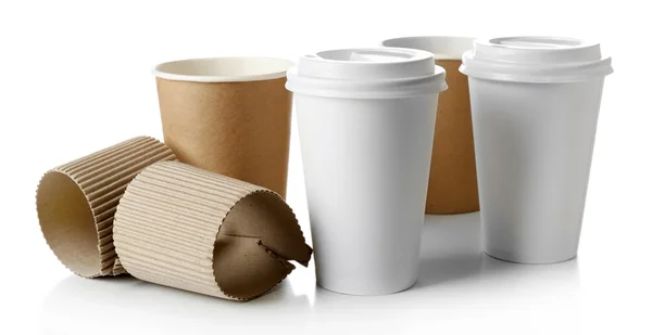 Paper cups isolated on white — Stock Photo, Image