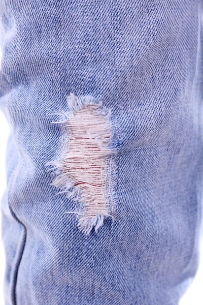 Calça jeans rasgada, close-up — Fotografia de Stock