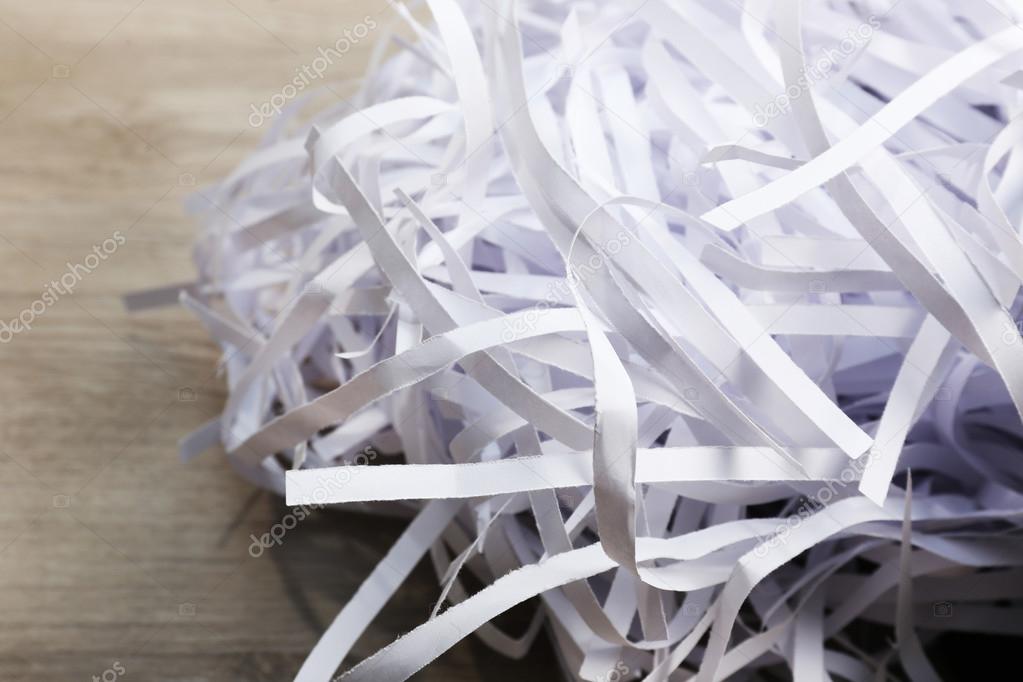 Strips of destroyed paper