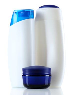 Grup üzerinde beyaz izole Kozmetik Şişeler