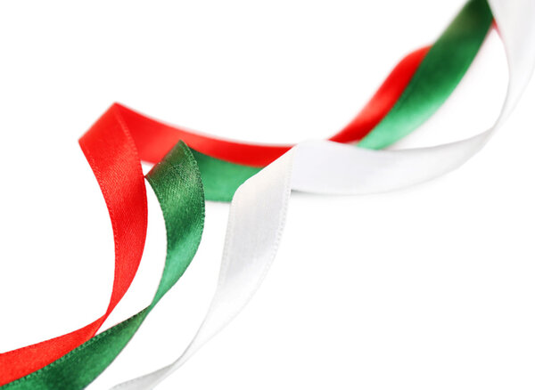 bright silk ribbons isolated on white