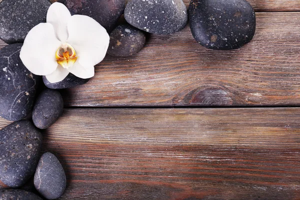 Lázeňské kameny a květiny — Stock fotografie