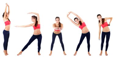 Güzel ve genç birbayan kolaj egzersizleri yapıyor