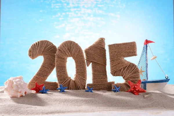 2015 sign on beach sand — Stock Photo, Image