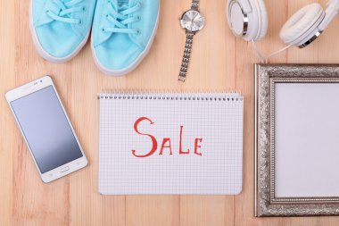 Satılık ahşap arka plan üstten görünüm şeyler istenmeyen