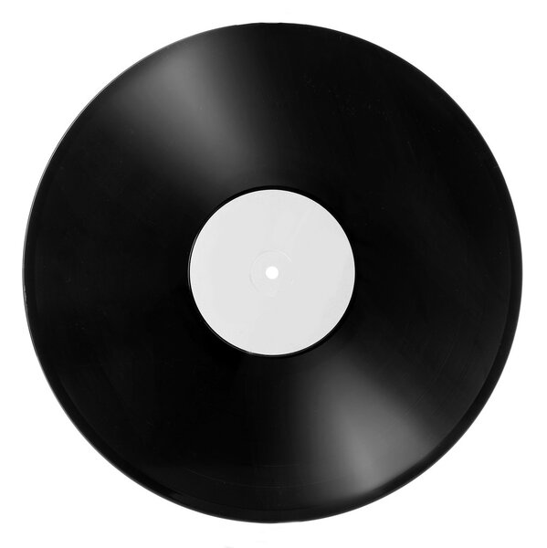 Black vinyl record isolated on white