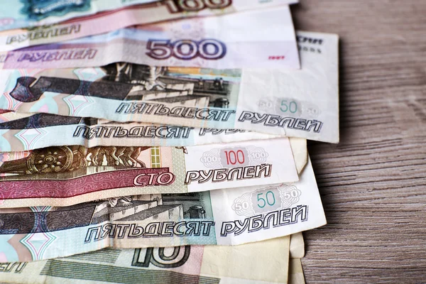 Stack of money on table close up — Stock Photo, Image