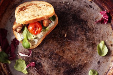 Eski Pan, lezzetli sandviç yakın çekim