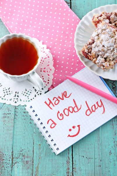 kompozisyon ile Günaydın top ahşap arka plan görünümü