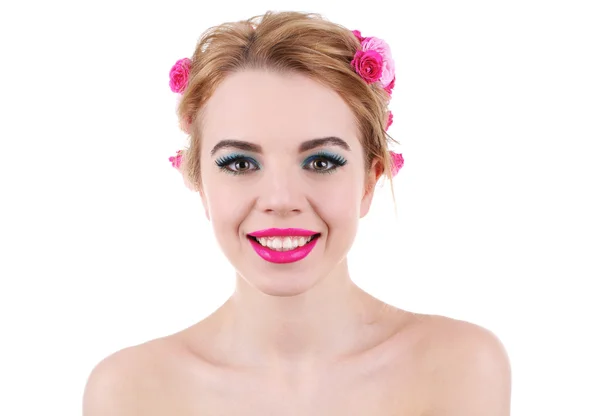 Mujer joven con flores —  Fotos de Stock