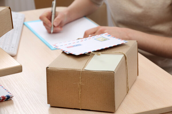 Woman working in post office