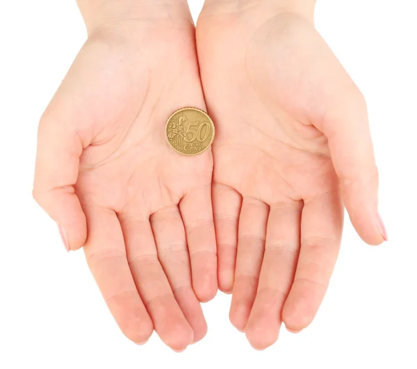 Female hand with coins — Stock Photo, Image