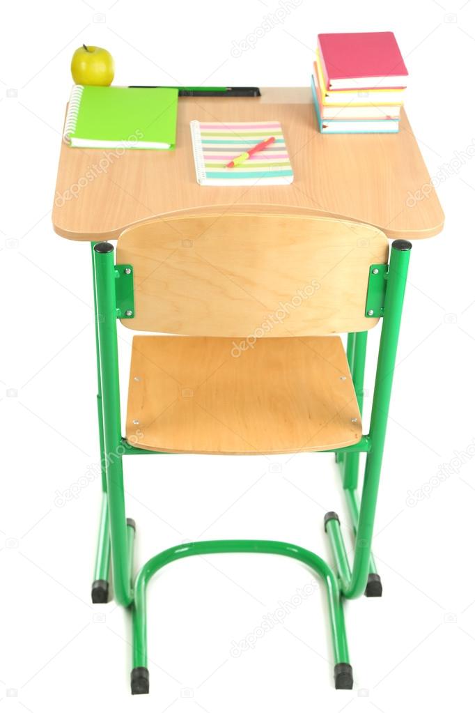 Wooden desk with stationery