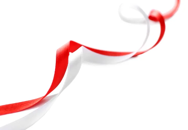 화려한 붉은 색과 흰색 리본 흰색 절연 — 스톡 사진