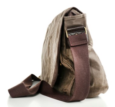 Omuz çantası üzerinde beyaz izole