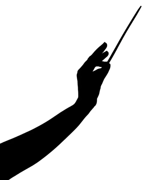 Music conductor hand with stick isolated on white — Stock Photo, Image