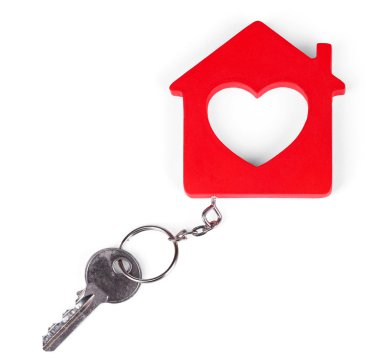 Oyuncak ev ile üzerine beyaz izole anahtar