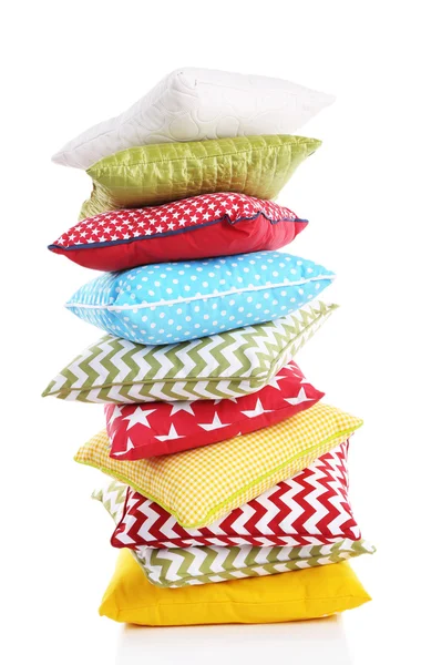 Stack of colorful pillows isolated on white — Stock Photo, Image