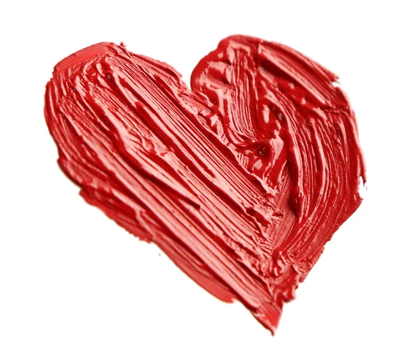 Pintado coração vermelho sobre fundo papel branco — Fotografia de Stock