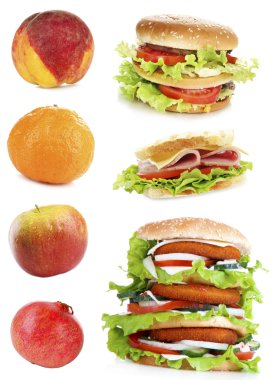 Sağlıklı ve sağlıksız yiyecekler.