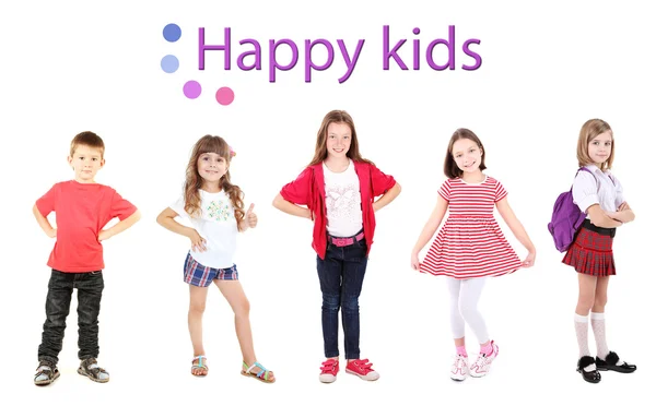 Happy Kids Isolated White — Stock Photo, Image