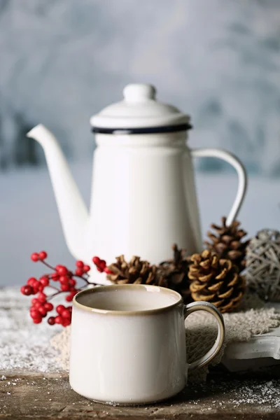 Winter composition with hot beverage — Stock Photo, Image